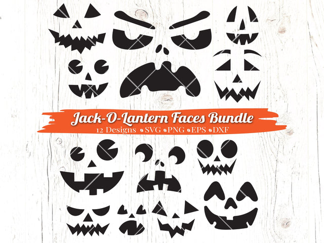 Jack O Lantern Faces Bundle SVG Caffeinated SVGs 
