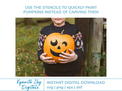 Jack-O-Lantern Faces SVG bundle of faces plus stencils SVG Kyanite Sky Digitals 