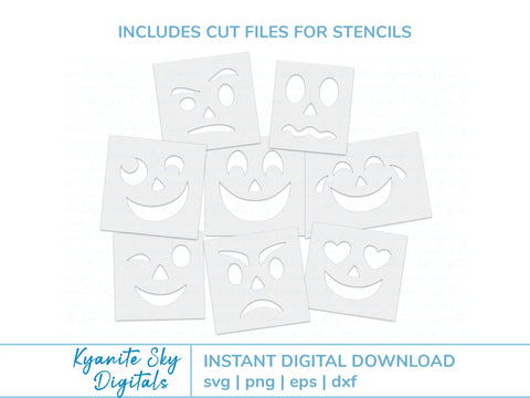 Jack-O-Lantern Faces SVG bundle of faces plus stencils SVG Kyanite Sky Digitals 