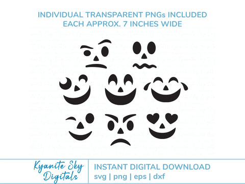 Jack-O-Lantern Faces SVG bundle of faces plus stencils SVG Kyanite Sky Digitals 