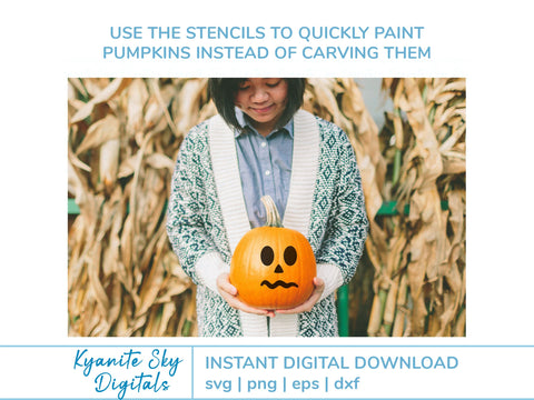 Jack-O-Lantern Faces SVG bundle of faces plus stencils SVG Kyanite Sky Digitals 