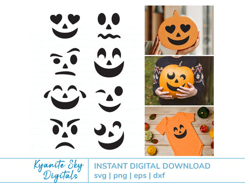 Jack-O-Lantern Faces SVG bundle of faces plus stencils SVG Kyanite Sky Digitals 
