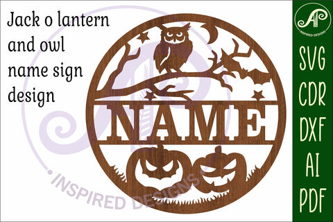 Jack o lantern halloween name sign svg laser SVG APInspireddesigns 
