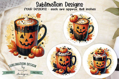 Jack O Lantern Mugs Sublimation Designs | Halloween PNG Sublimation Ewe-N-Me Designs 