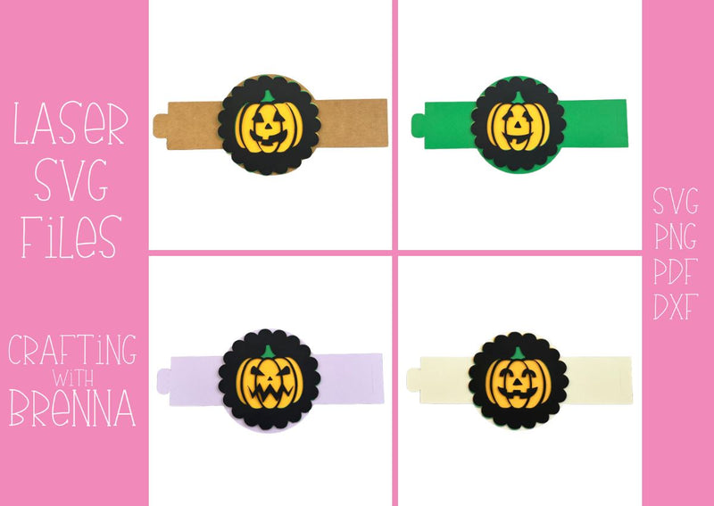 Jack O' Lantern Napkin Ring Laser SVG File SVG Crafting With Brenna 
