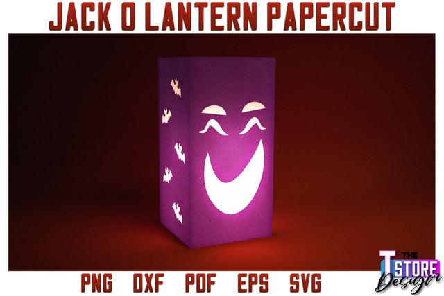 Jack o Lantern Papercut SVG | Halloween Lantern SVG | Night Light Design | SVG File SVG The T Store Design 