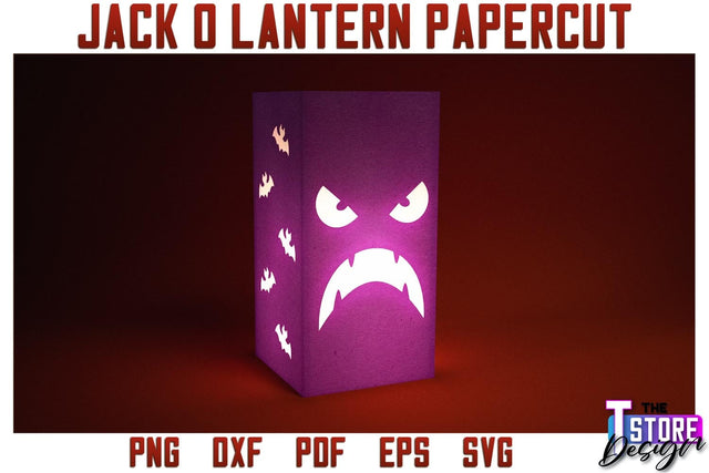 Jack o Lantern Papercut SVG | Halloween Lantern SVG | Night Light Design | SVG File SVG The T Store Design 