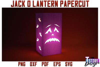 Jack o Lantern Papercut SVG | Halloween Lantern SVG | Night Light Design | SVG File SVG The T Store Design 