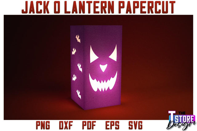Jack o Lantern Papercut SVG | Halloween Lantern SVG | Night Light Design | SVG File SVG The T Store Design 