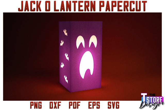 Jack o Lantern Papercut SVG | Halloween Lantern SVG | Night Light Design | SVG File SVG The T Store Design 