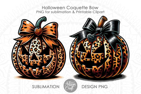 Jack o lantern pumpkin, coquette bow PNG Sublimation Artisan Craft SVG 