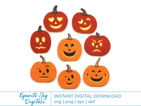 Jack-O-Lantern SVG Bundle layered cute Halloween pumpkins SVG Kyanite Sky Digitals 