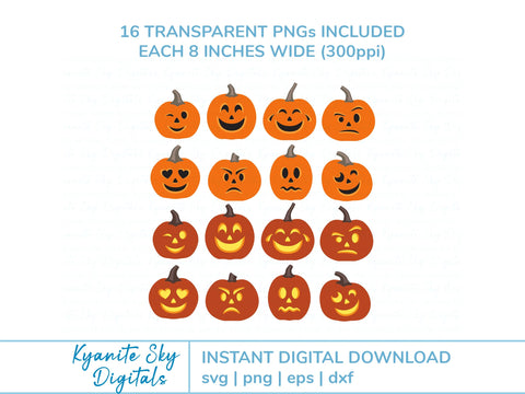 Jack-O-Lantern SVG Bundle layered cute Halloween pumpkins SVG Kyanite Sky Digitals 