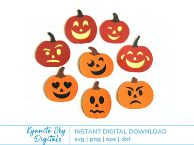 Jack-O-Lantern SVG Bundle simple small cute Halloween pumpkins SVG Kyanite Sky Digitals 