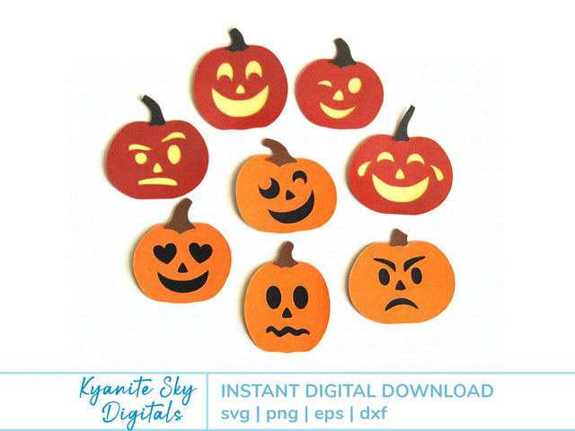 Jack-O-Lantern SVG Bundle simple small cute Halloween pumpkins SVG Kyanite Sky Digitals 