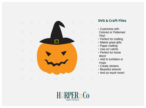 Jack O Lantern Witch SVG PNG Cut EPS File SVG HarperNCo 