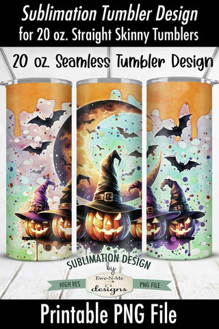 Jack O Lantern Witches | Seamless 20 oz Tumbler Design Sublimation Ewe-N-Me Designs 