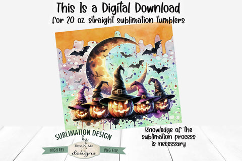 Jack O Lantern Witches | Seamless 20 oz Tumbler Design Sublimation Ewe-N-Me Designs 