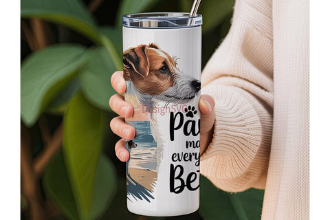 Jack Russell Beach Sunset 20oz Tumbler Sublimation DesignSVG 