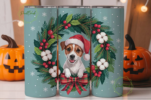 Jack Russell Christmas Tumbler Wrap Sublimation PixelChick 