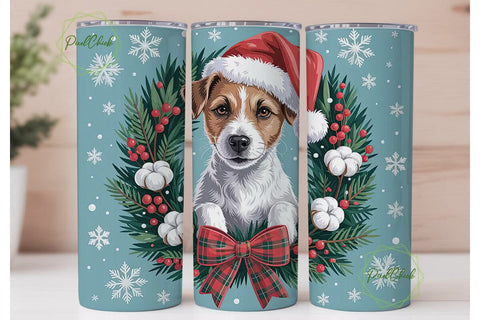 Jack Russell Christmas Tumbler Wrap Sublimation PixelChick 