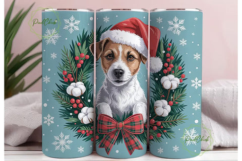 Jack Russell Christmas Tumbler Wrap Sublimation PixelChick 