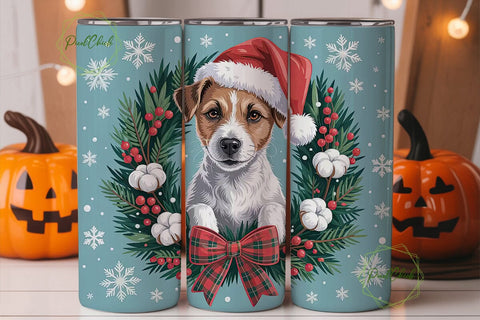 Jack Russell Christmas Tumbler Wrap Sublimation PixelChick 