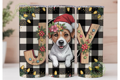 Jack Russell JOY Christmas 20oz Tumbler Sublimation PixelChick 
