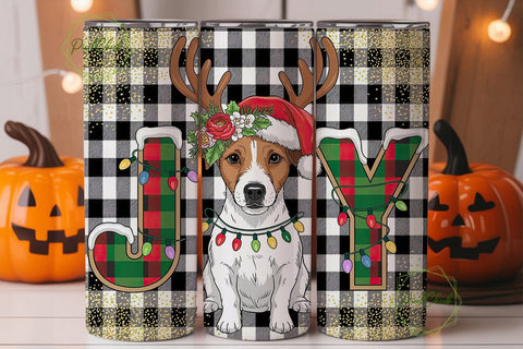 Jack Russell JOY Christmas 20oz Tumbler Sublimation PixelChick 