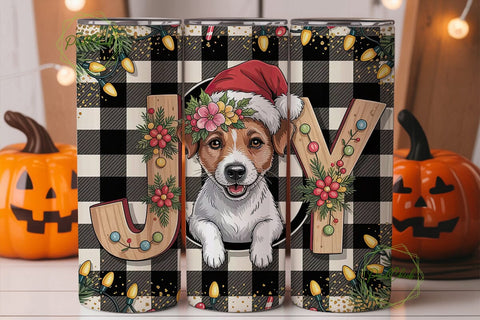 Jack Russell JOY Christmas 20oz Tumbler Sublimation PixelChick 