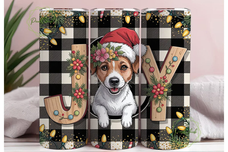 Jack Russell JOY Christmas 20oz Tumbler Sublimation PixelChick 