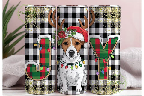 Jack Russell JOY Christmas 20oz Tumbler Sublimation PixelChick 