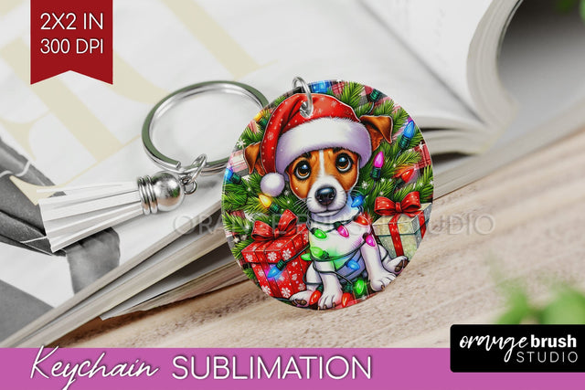 Jack Russell Terrier Funny Christmas Dog Keychain PNG Sublimation OrangeBrushStudio 