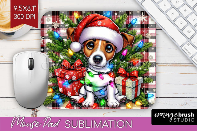 Jack Russell Terrier Funny Christmas Dog Mouse Pad PNG Sublimation OrangeBrushStudio 