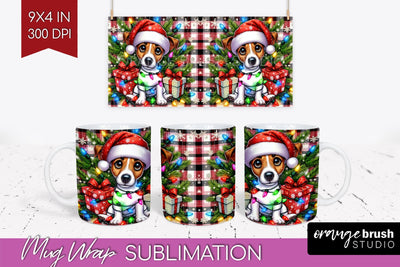 Jack Russell Terrier Funny Christmas Dog Mug Wrap PNG Sublimation OrangeBrushStudio 