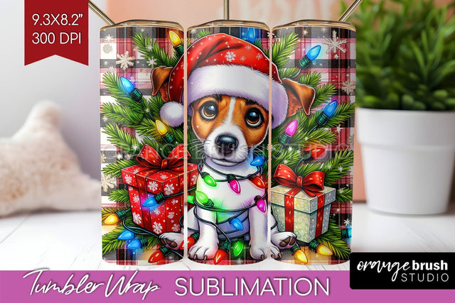 Jack Russell Terrier Funny Christmas Dog Tumbler Wrap Sublimation OrangeBrushStudio 