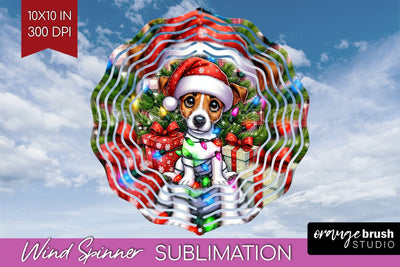 Jack Russell Terrier Funny Christmas Dog Wind Spinner Sublimation OrangeBrushStudio 