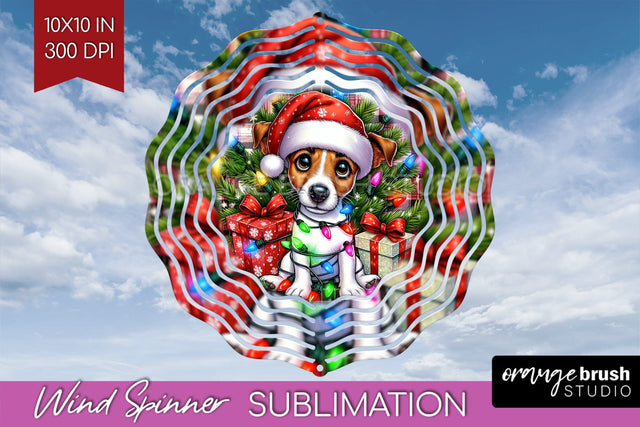 Jack Russell Terrier Funny Christmas Dog Wind Spinner Sublimation OrangeBrushStudio 