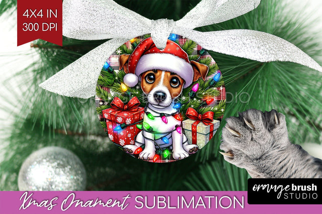 Jack Russell Terrier Funny Dog Christmas Ornament PNG Sublimation OrangeBrushStudio 