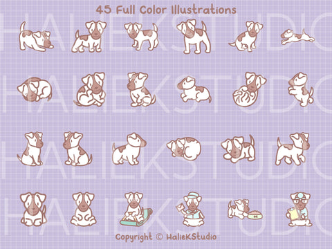 Jack Russell Terriers Color Clip Art SVG Design Set SVG HalieKStudio 
