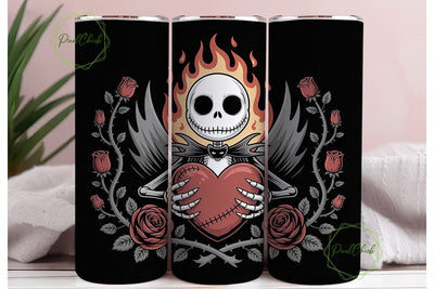 Jack Skellington Heart 20oz Tumbler Wrap Sublimation PixelChick 