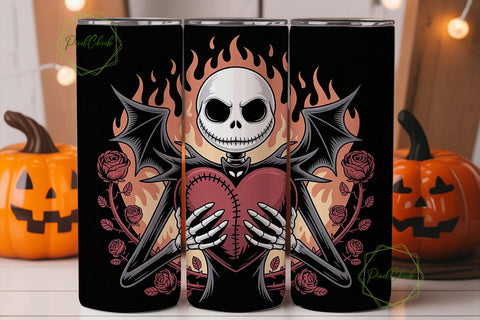 Jack Skellington Heart 20oz Tumbler Wrap Sublimation PixelChick 