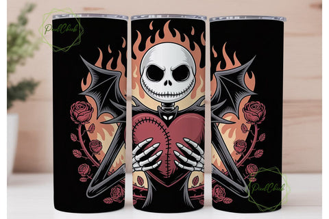 Jack Skellington Heart 20oz Tumbler Wrap Sublimation PixelChick 