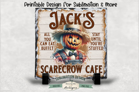 Jacks Scarecrow Cafe Sublimation Design | Vintage Scarecrow Sign Sublimation Ewe-N-Me Designs 