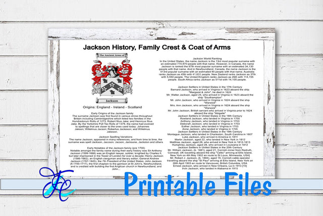 Jackson History, Family Crest & Coat of Arms 3D Paper Family Creations 