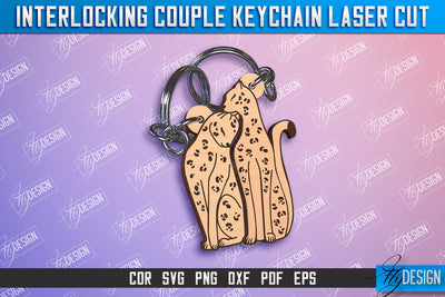 Jaguar Couple Keychain | Interlocking Couple Keychain Design | CNC Files SVG Fly Design 