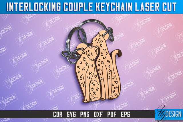 Jaguar Couple Keychain | Interlocking Couple Keychain Design | CNC Files SVG Fly Design 
