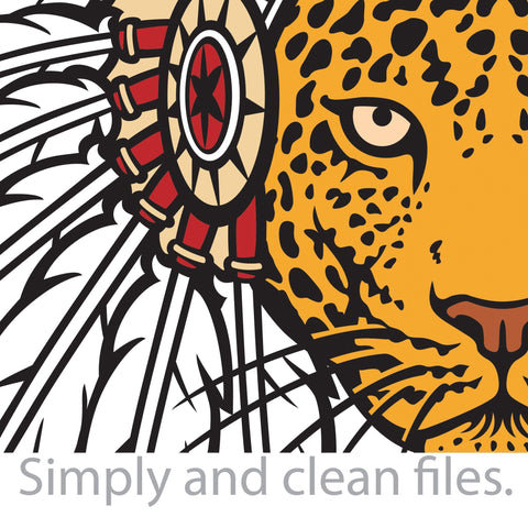 Jaguar Head with Native American Indian Chief Headdress SVG TribaliumArtSF 