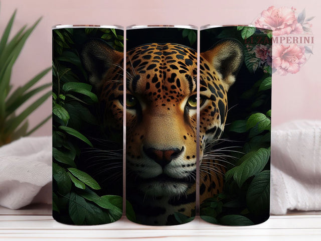 Jaguar Jungle Wild Cat Tumbler Wrap, Jungle Animal Tumbler, 20oz Skinny Tumbler PNG, Sublimation Jungle Design, Wild Cat Tumbler Art, Exotic Animal Tumbler, Big Cat Tumbler Wrap Sublimation Li Zamperini 