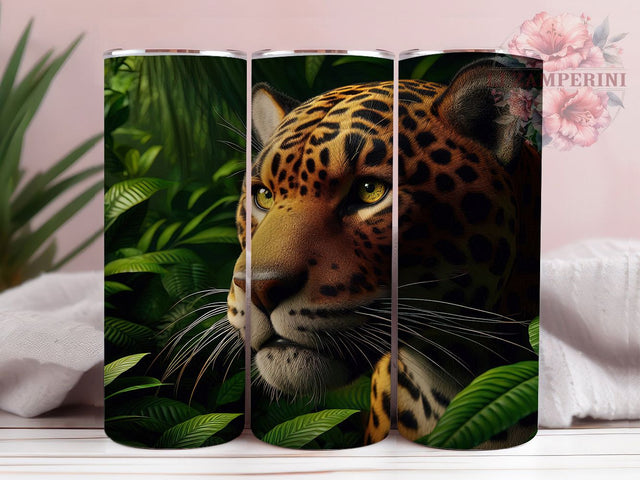 Jaguar Jungle Wild Cat Tumbler Wrap, Jungle Animal Tumbler, 20oz Skinny Tumbler PNG, Sublimation Jungle Design, Wild Cat Tumbler Art, Exotic Animal Tumbler, Big Cat Tumbler Wrap Sublimation Li Zamperini 